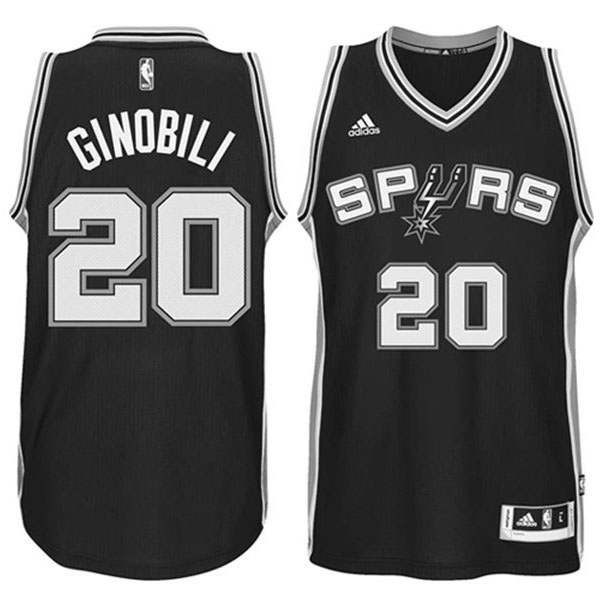 Men's  Spurs #20 Manu Ginobili 2014-15 New Swingman Road Black Jersey